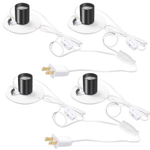 Blow Mold Light Kit Replacement,for MB48 E27 E26 Single Bulb Cord Kit for Salt Lamp,for Halloween,Christmas,Craft Indoor Outdoor Decorations,Salt Lamp Base with Switch Plug(2 Pieces) (White)