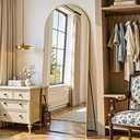 Full Length Mirror 58"x18" Arched Floor Mirror Freestanding Full Body Oversized Floor Free Standing Leaning Hanging Mounted Aluminum Alloy Frame Floor Mirror for Bedroom Cloakroom Living Room Gold