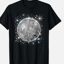 Black and White Disco Ball Club Retro T-Shirt • 100% Cotton Unisex Shirt. XL 