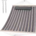 SUNCREAT Double Quilted Hammock, Gray Stripes
