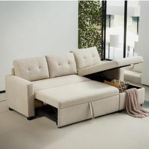 81.5" L-Shape Sleeper Sectional Sofa with Storage Chaise & Pull-Out Bed, Convertible Corner Couch W/ 3 Removable Back Cushions for Living Room,Apartment,Office