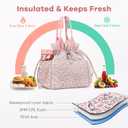 Yarnic Lunch Bag Women Insulated Lunch Bags,Cute Floral Reusable Lunch Box Stain-Resistant Lunchbox with Water Bottle Holder for Adult (Pink Flower)