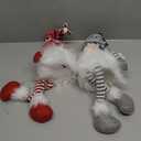 Juegoal 2 Pack Lighted Christmas Gnomes with Dangling Legs, 19.5Inch Handmade Scandinavian Swedish Tomte, Battery Operated Winter Tabletop Christmas Decorations Collectible Figurines