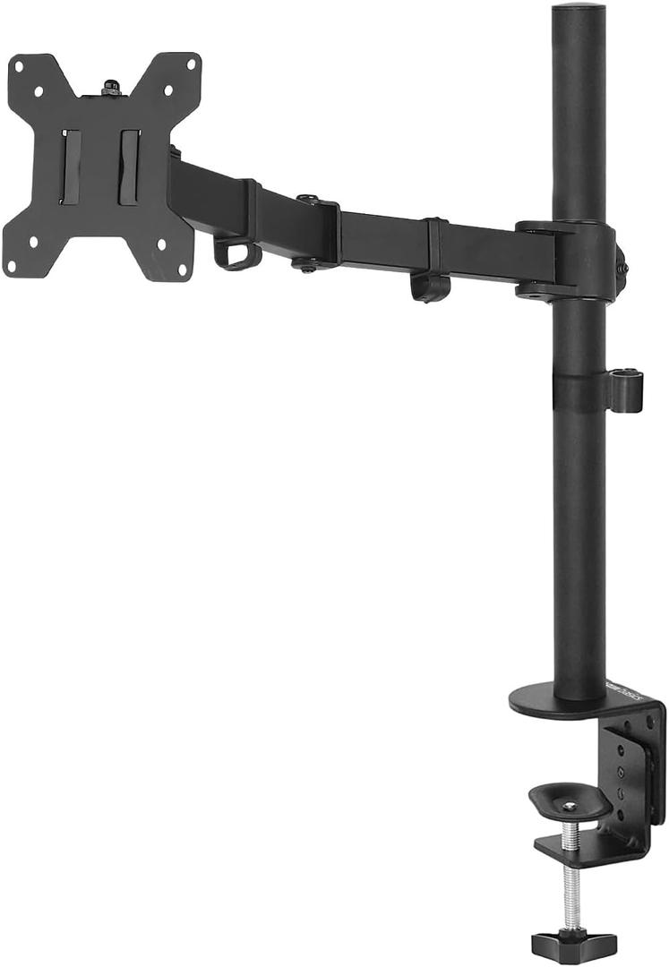 Single Computer Monitor Stand with Tilt and Rotation, Height Adjustable VESA Desk Arm Mount, Steel, 30 inches, Black