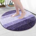 Arotive Microfiber Bathroom Rugs, Shaggy Soft and Absorbent Bath Rug, Non-Slip, Thick Plush Machine Washable Dry Bath Mats for Bathroom, Tub and Shower, 24x24, Dark Purple, Round