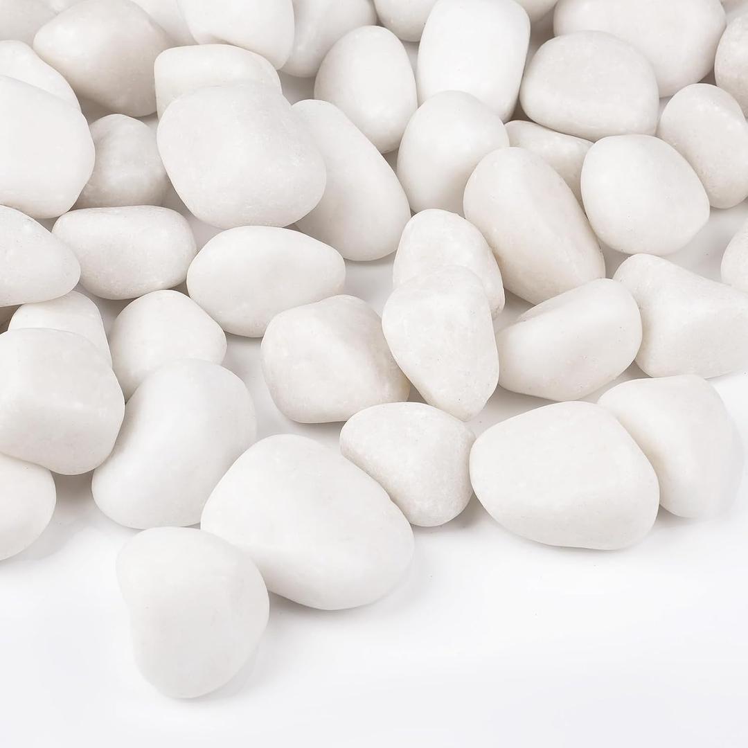 30 lbs White Rocks for Landscaping, 1-2 inch Decorative Rocks for Plants Indoor, Large Polished River Rocks for Garden, Outdoor Landscaping, Walkways, Yard, Plants Pots, Vases, Crafts