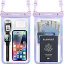 Rynapac [Up to 10" Large Waterproof Phone Pouch - 2 Pack IPX8 Waterproof Phone Case for iPhone 17 16 15 Pro Max Galaxy S26 Ultra, Touchscreen & Underwater Photography, Beach Cruise Travel Essentials