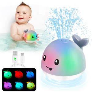 ANGGIKO Baby Bath Toys, Toddler Bath Toys for Kids Ages 1-3, Baby Easter Basket Stuffers, 1 2 3 Year Boy Girl Gifts Baby Toy 6-12-18 Months Light Up Whale Bath Toy Sprinkler Bathtub Pool Water Toy