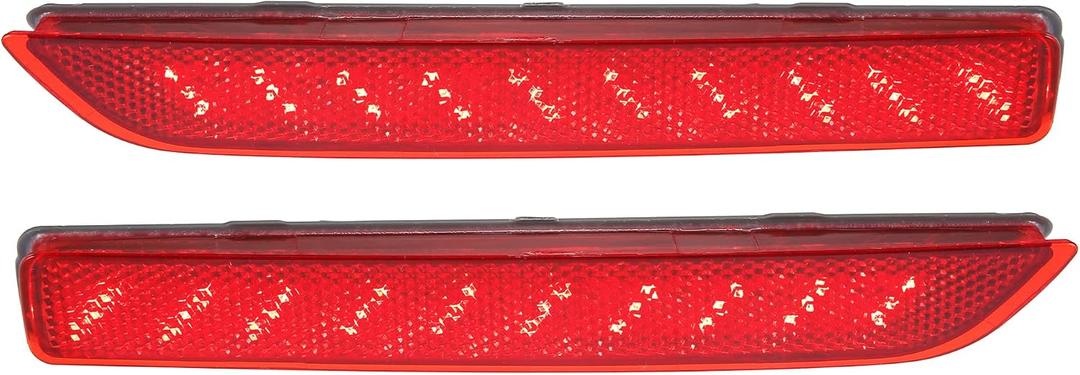 Rear Bumper Reflector LED Fog Brake Tail Turn Signal Light 265608990B for Nissan Sentra 2020-2021 Plastic Red Lens (Set of 2)