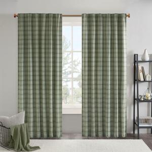 Madison Park Anaheim Cabin Plaid Curtain Window, Thermal Insulated Fleece Lining, Living Room Decor Room Darkening Drape for Bedroom, 1-Single Panel Pack, 50x63 Rod Pocket, Natural (50"W x 63"L (Pack of 1))