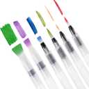 Mr. Pen- Watercolor Brush Pens, 6 pcs, 3 x Point Tips and 3 x Flat Tips Styles, Nylon Bristles, Refillable Watercolor Pens for Acrylic, Gouache, Crayons, Ideal for Artists, Drawing, Sketching
