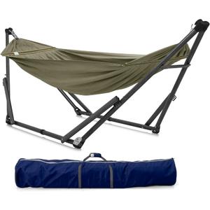 Tranquillo Uniki Collapsible Hammock Stand, Folding Camping Hammock and Stand, 550 lbs Capacity, Heavy Duty Folding Hammock for Indoor Outdoor, Quickly Assembly, Sage (Small)