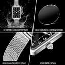 Taxau Watches for Women Small Face Womens Dress Watch Waterproof Ladies Watches Large Number Luxury Analog Quartz Square Dial Mesh Band Easy Read Rose-Gold/Silver Watch reloj para Mujer