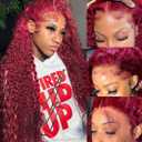 30 Inch Burgundy Wig Human Hair 99j Curly Human Hair Wig 13x6 Deep Wave Lace Front Wigs Human Hair Red Wine Transparent HD Lace Frontal Wig Pre Plucked Curly Human Hair Wig Triple Lifespan