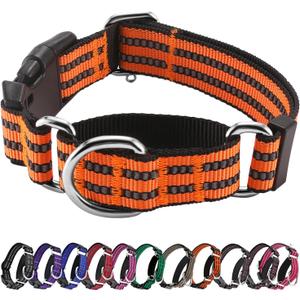 Hikiko Martingale Dog Collars Reflective Nylon Dog Collar with Quick Release Buckle Adjustable Training No Slip Dog Collar (Medium, Orange) Hikiko Martingale Dog Collars Reflective Nylon Dog Collar with Quick Release Buckle Adjustable Training No Slip Dog Collar (Medium, Orange)