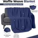 100% Cotton Blankets for Bed - Waffle Weave Blankets for Summer, Lightweight and Breathable Soft Woven Blanket for Spring (Navy, Queen (90" x 90"))