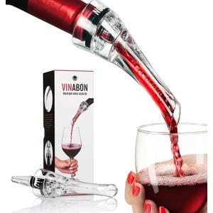 VINABON Wine Aerator Pourer Spout  Updated 2026 Professional Wine Aerator for Superior Flavor, Enhanced Bouquet & Rich, Smooth Finish. No-Leak, No-Drip, Spill-Free Design. Includes Wine Guide eBook