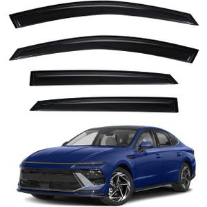 4pcs Smoke Tint Sun Rain Guard Vent Window Visors Compatible with 2020-2024 Hyundai Sonata, Outside Mount Tape On Style Acrylic Set of 4 Front+Rear