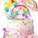 24 PCS Unicorn Cake Topper, Unicorn Rainbow Cake Decorations with Rainbow Stars Unicorn Ballons Happy Birthday Cake Decorations for Boys Girls Kids Birthday (Style 3)