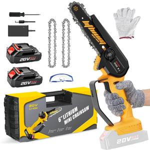 Mini Chainsaw 6 Inches, 2 Chains, 2 Batteries, One-handed Mini Chainsaw, Suitable For Garden, Garden, Branches, Wood