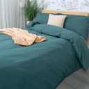 WonLynn Duvet Cover Set King Size, 100% Washed Cotton Like Linen Textured, 3 Pieces Bedding Set, Soft Breathable with Zipper, Simple Style for Home & School(No Comforter)