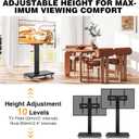 TVON Rolling TV Stand for 32-70 Inch TVs，Elegant Floor TV Stand with Wheels