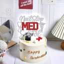 Next Stop Med School Cake Topper, Future Doctor Grad, Medical Degree College Student, High School Graduation Party Decoration Supplies, Silver and Red Glitter