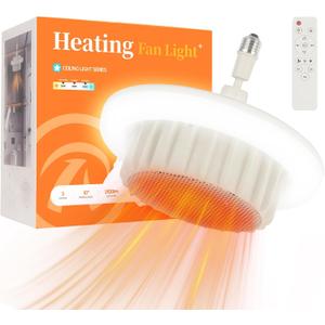 Space Heaters for Indoor Use, Electric Heater Fan with Light and Remote Control E26 Base 1000W for Office Bedroom Garage