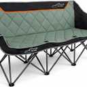 FAIR WIND Oversized 3 Person Camping Chair Padded Triple Loveseat Folding Camping Couch Duo Chair Heavy Duty Quad Fold Arm Chair with Cup Hold - Supports 900 LBS Black