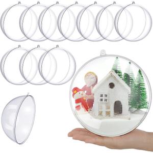 Syhood 10 Pcs 6.3 Inch Large Clear Fillable Christmas Ornaments Balls Christmas Oversized Balls DIY Fillable Shatterproof Clear Plastic Ornament for Xmas Ornaments Party Decor Crafts