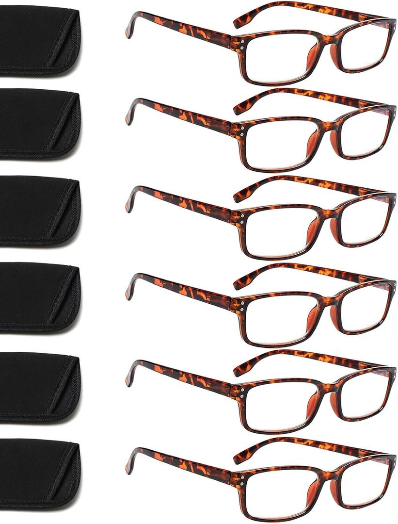 Kerecsen 6-Pack Reading Glasses Blue Light Blocking,Spring Hinge Readers for Men Women,Computer Eyeglasses