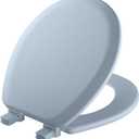 Mayfair Cameron Sky Blue Toilet Seat, Non Slip Heavy Duty Wood, Easy Clean, Made in USA, Round