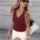 MEROKEETY Womens Summer V Neck Lace Tank Tops 2026 Sleeveless Elegant Sexy Casual Trendy Work Going Out Cami Shirts, XL 