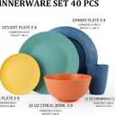 Wheat Straw Dinnerware Set 40 PCS - Service for 8 | Plates and Bowls Sets | Unbreakable Dishes Set - Dinner Plates, Dessert Plate, Cereal Bowls, Drinking Glasses, Dishwasher Safe - Multi