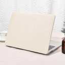 Seorsok Compatible with MacBook Air 13 Inch Case 2022-2018 Release A1932 A2179 M1 A2337 Touch ID,Elegant Leather Plastic Hard Shell Case with Keyboard Cover,Beige Woven Fabric No Logo Cutout Design