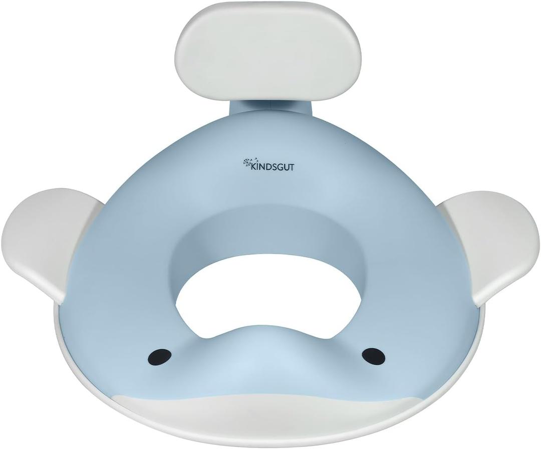 Kindsgut Whale Potty Training Seat for Toddlers  Kids Toilet Seat with Backrest, Non-Slip, Fits Round & Oval Toilet Seats, Designed in Germany, Light blue