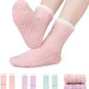 3 x 3 Pairs Fuzzy Socks for Women, Cozy Ladies Socks, Christmas Gifts & Stocking Stuffers, Warm Winter Gift (Pink-purple-green)