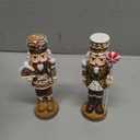 Simgoing 2 Pcs Gingerbread Nutcracker Figures Christmas Resin Nutcracker Figurines Holding Christmas Cookies, Gingerbread Men and Candy, Soldier Xmas Centerpieces Decor for Winter Table Party Favors