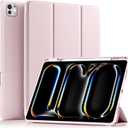 Akkerds Compatible with iPad Pro 13 Inch Case (M5/M4) 2025/2024, for iPad 13 Pro Case with Pencil Holder, Slim Trifold Stand Protective Cover with Soft TPU Back, Auto Wake/Sleep (Pink)
