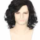 Men's Costume Wig Black Fluffy Short Curly Wig for Halloween Cosplay Costume Wig