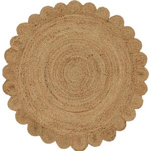 Savi Home Hand Woven Jute Braided Scalloped Rug 4 Feet Round Natural Reversible Area Rug, Eco-Friendly Farmhouse Rug for Living Room, Bedroom, Kitchen & Entryway Small Spaces & Under Coffee Tables