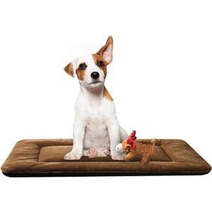 VERZEY Dog Bed, Ultra Soft Faux Fur Dog Crate Pad for Medium Dogs, 30inch, Brown, Machine Washable, Anti-Slip