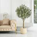 VeriNatural Artificial Olive Tree 5FT - Faux Olive Trees Indoor with 1283 Silk Leaves & 58 Fruits,UV Resistant & Natural Wood Trunk Fake Plant for Outdoor,Living Room,Patio,Home Decor,VN157
