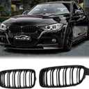 F30 Black Kidney Grille - Double Slats, Compatible with 2012-2018 BMW 3 Series F30 F31