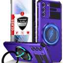 for Samsung Galaxy S21 Plus Case Magnetic Compatible with MagSafe Wireless Charging,with Screen Protector,for S21+Case Built-in Kickstand Military Grade Shockproof Heavy Duty Protection Purple
