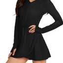Cagola Womens Long Sleeve Swimsuits UPF 50+ One Piece Rash Guard Bathing Suit with Skirts Ladies Swimming Burkini Over 50 Black XL