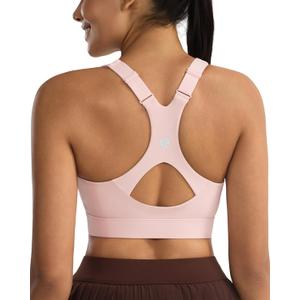 RUNNING GIRL Sports Bra for Women, Strappy Running Supportive Sports Bras High Impact Yoga Bra with Large Breasts(3182_Pink_S) (Pink, S)