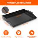 Onlyfire Universal Cast Iron Cooking Griddle, Pre-Seasoned Nonstick Coating Griddle Flat Top Grill Plate with Extra High Sidewalls for All Gas Grills and 4 Burner Range Oven, 23" x 16"