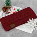 Loritta Womens Ear Warmers Headbands Winter Warm Fuzzy Cable Knit Head Wrap Fleece Lined Gifts (Pure Color- Pure Wine Red(1 Pack))