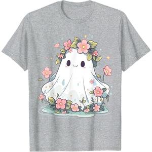 Halloween Shirt Floral Ghost Halloween Costume Girls Women T-Shirt, Medium